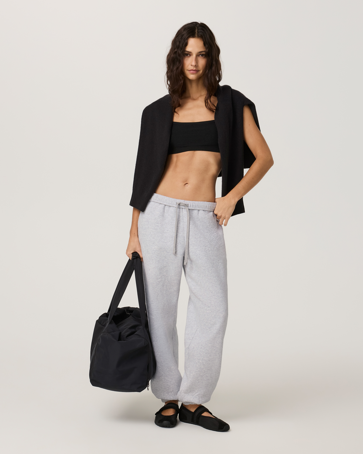 Elevation Square Neck Bra | Black Heather