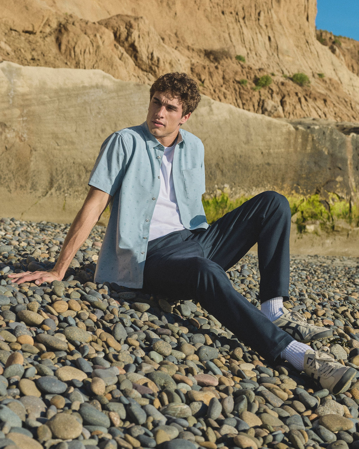 Short Sleeve Bridge Button Down | Raindrop Stone