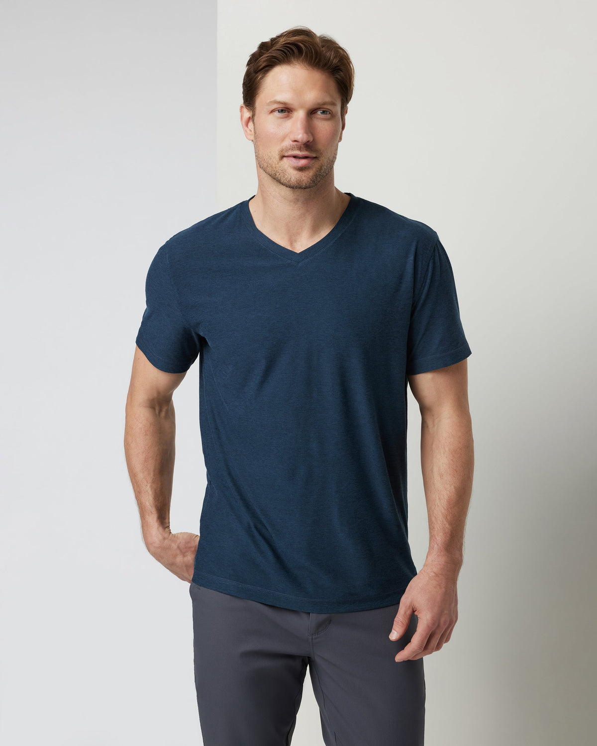 Strato Tech V-Neck Tee | Navy Heather