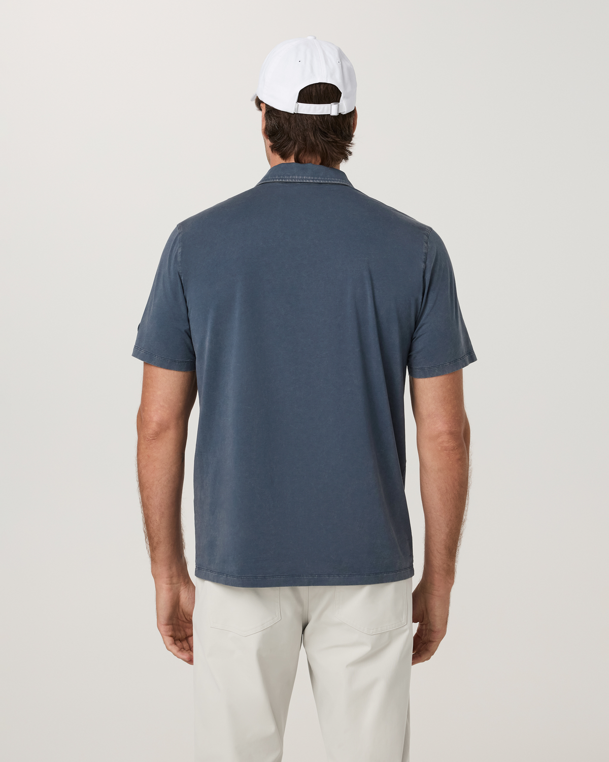 Short Sleeve Feather Polo | Ocean Blue Garment Dye
