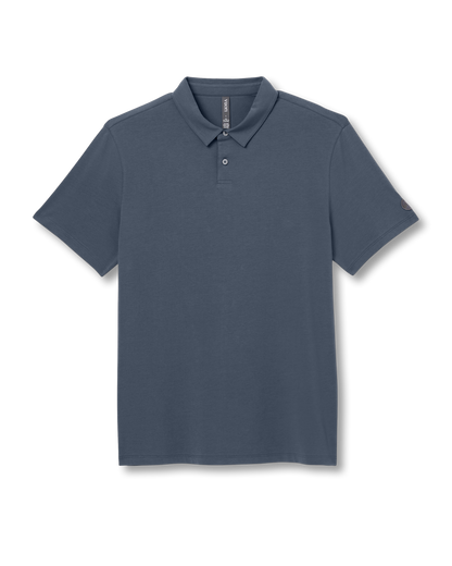 Short Sleeve Feather Polo | Ocean Blue Garment Dye