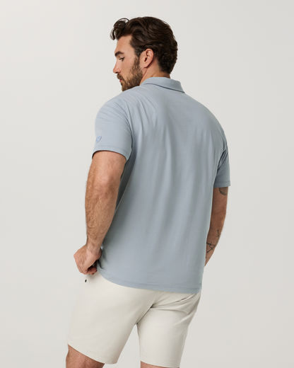 Short Sleeve Feather Polo | Raindrop
