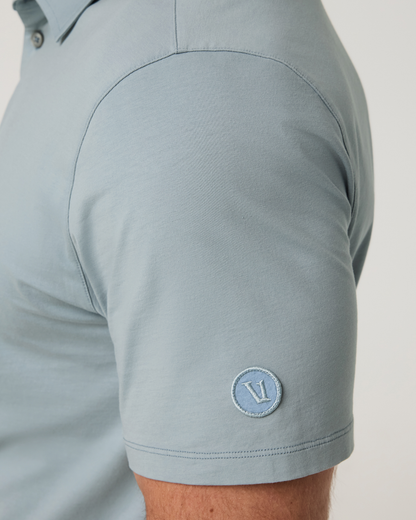 Short Sleeve Feather Polo | Raindrop