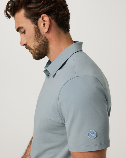 Short Sleeve Feather Polo | Raindrop