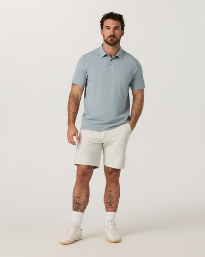Short Sleeve Feather Polo | Raindrop