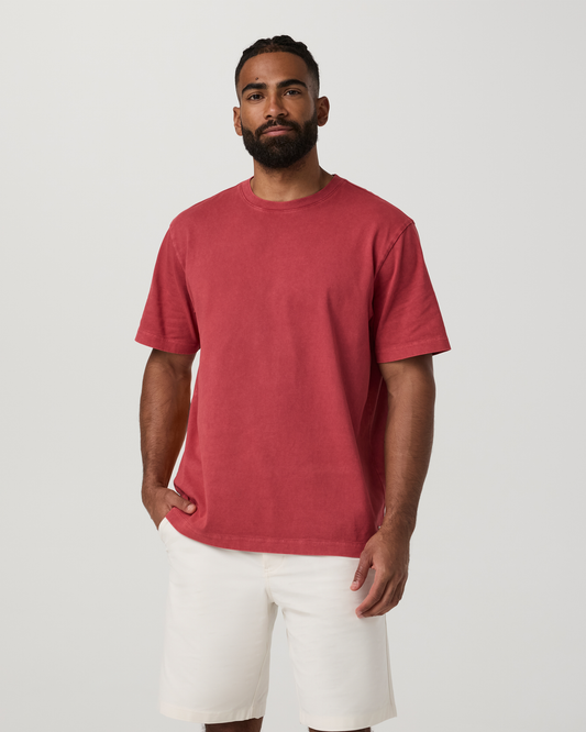 Short Sleeve Vuori Heavyweight Cotton Tee - Relaxed Fit | Sour Cherry Garment Dye