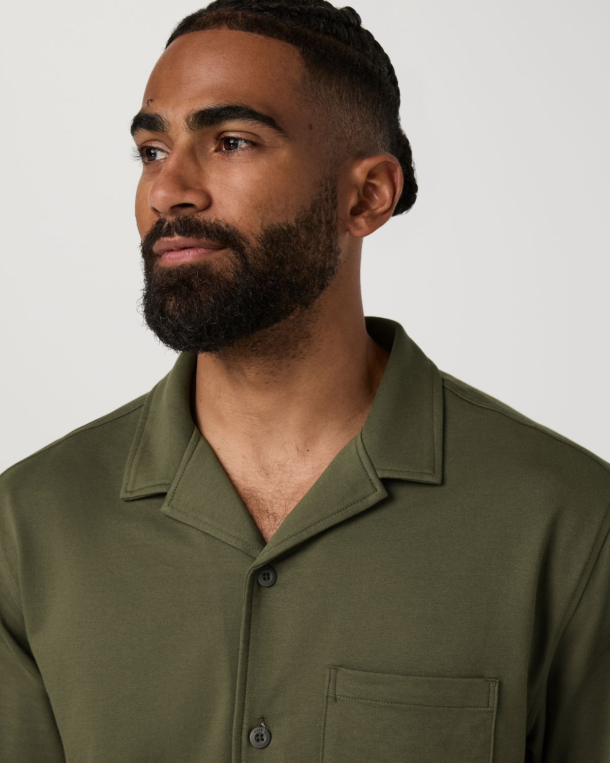 Short Sleeve Knit Oxford Camp Collar Button Down | Herb