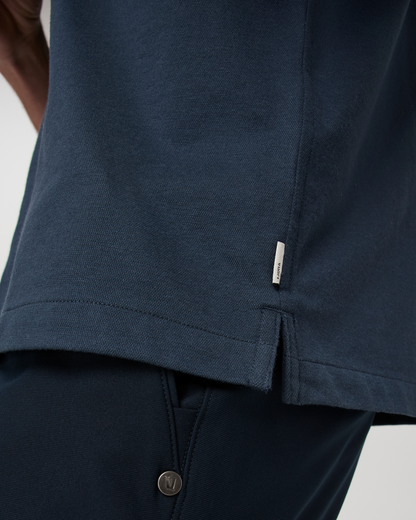 Short Sleeve Knit Oxford Camp Collar Button Down | Ocean Blue
