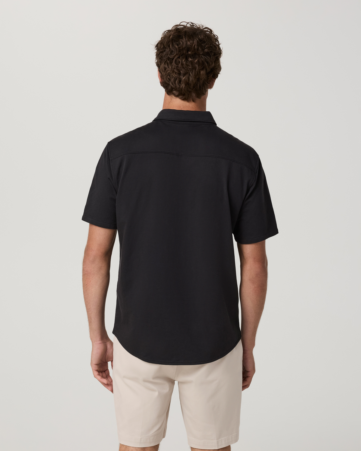 Short Sleeve Knit Oxford Button Down | Black