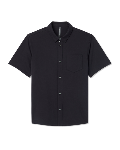 Short Sleeve Knit Oxford Button Down | Black