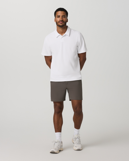 Short Sleeve Lightweight Tech Waffle Polo - Relaxed Fit | White