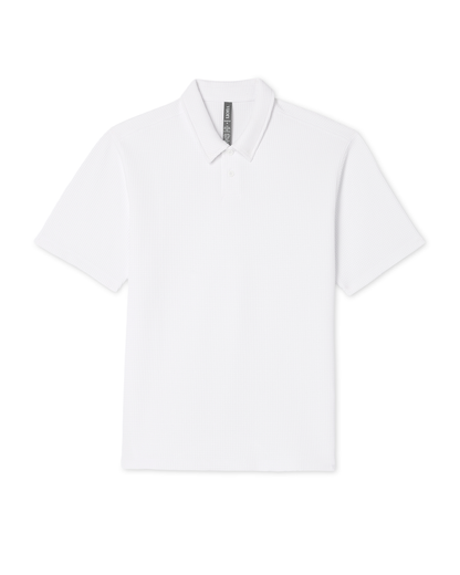 Short Sleeve Lightweight Tech Waffle Polo - Relaxed Fit | White
