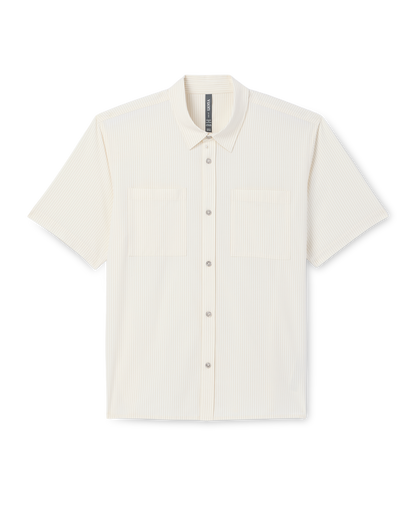 Short Sleeve Bridge Button Down - Relaxed Fit | Natural Pinstripe