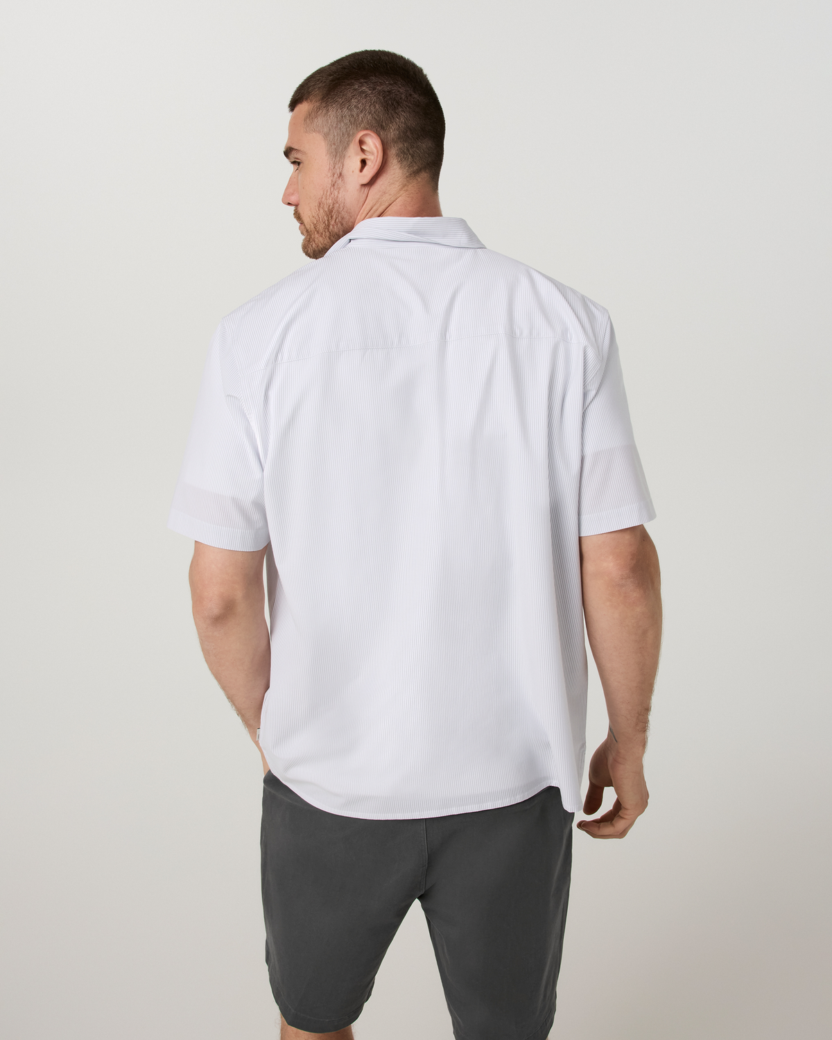 Short Sleeve Bridge Button Down - Relaxed Fit | White Dune Stripe