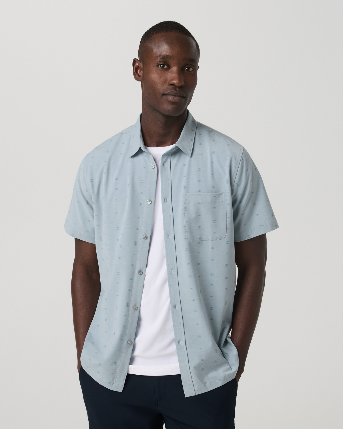 Short Sleeve Bridge Button Down | Raindrop Stone
