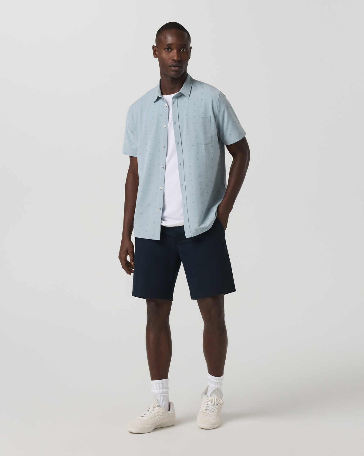 Short Sleeve Bridge Button Down | Raindrop Stone