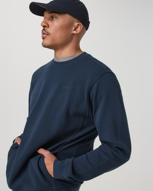 Pique Fleece Crew | Ocean Blue