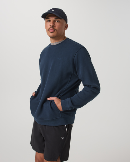 Pique Fleece Crew | Ocean Blue