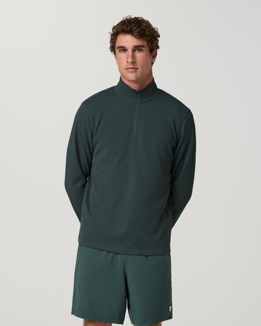 Lightweight Tech Waffle Quarter Zip | Hemlock