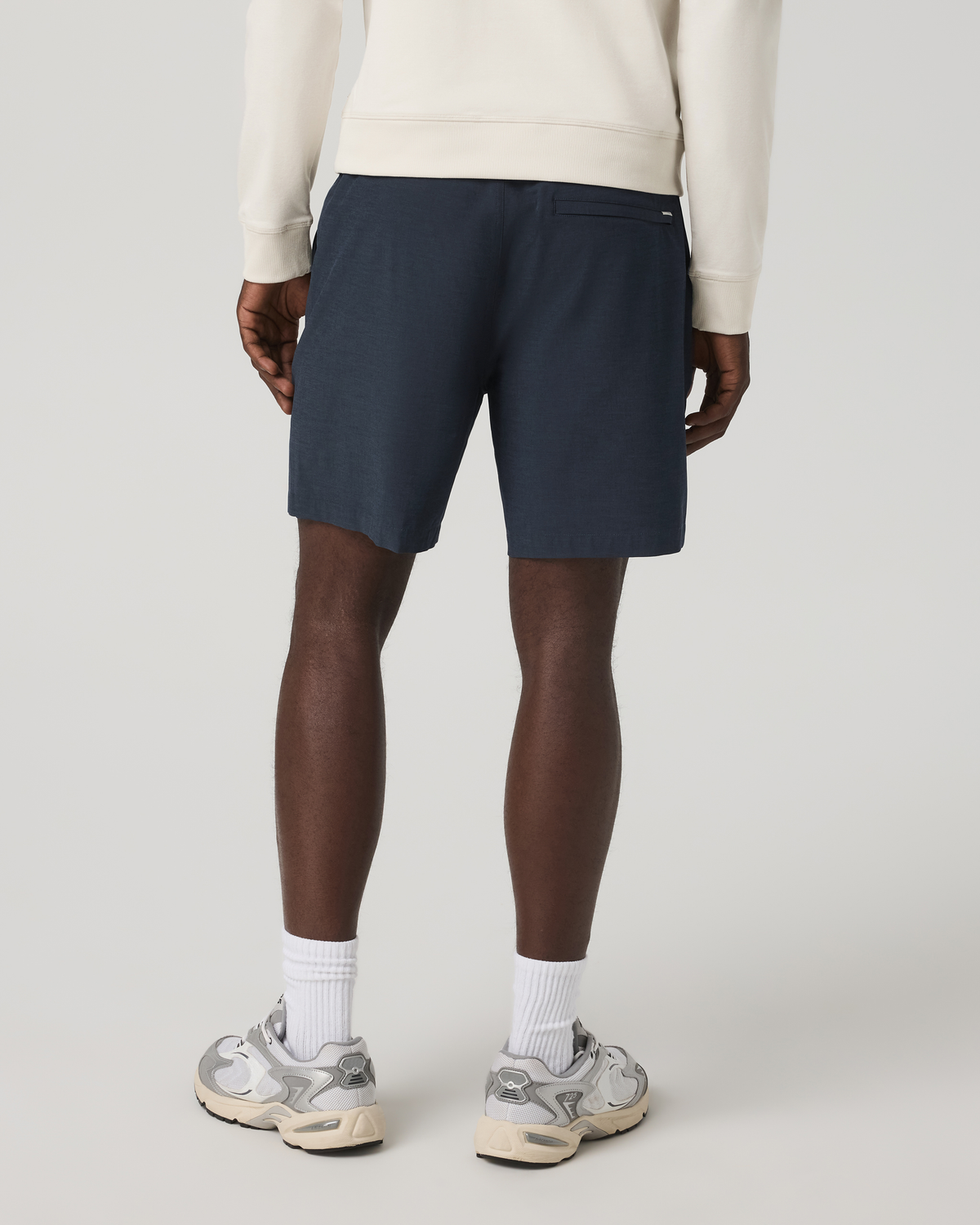 Aim Elastic Waist Short 7" | Navy Linen Texture