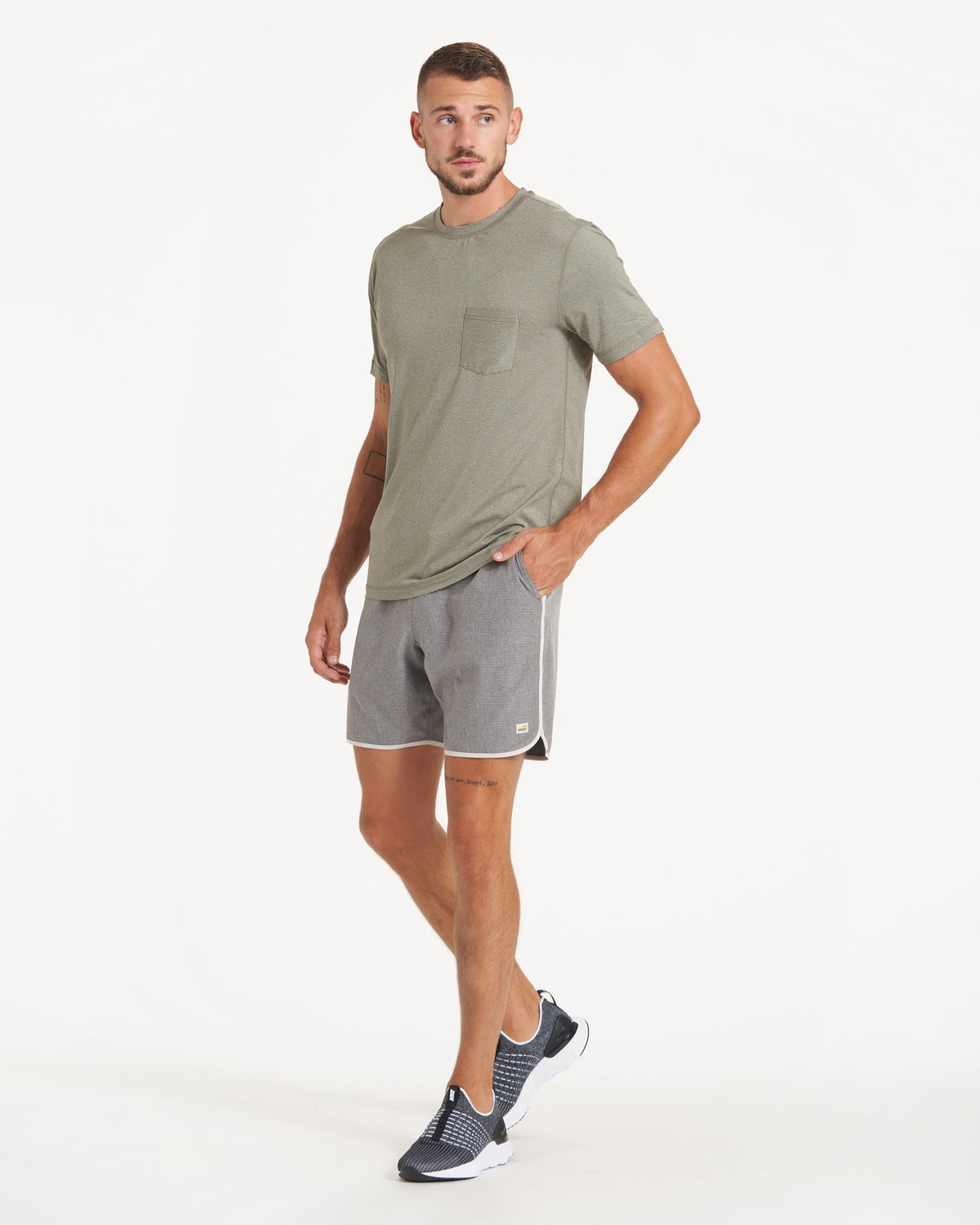 Banks Short Unlined 7" | Grey Engineered Stripe