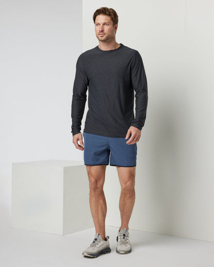 Banks Short Unlined 5" | Azure Linen Texture