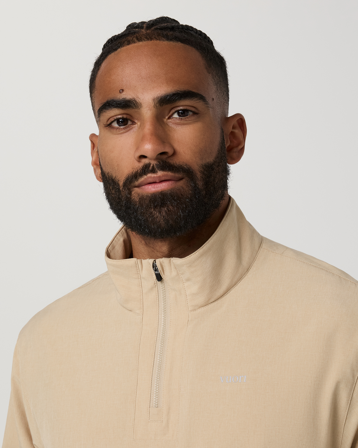 Venture Quarter Zip | Khaki Linen Texture