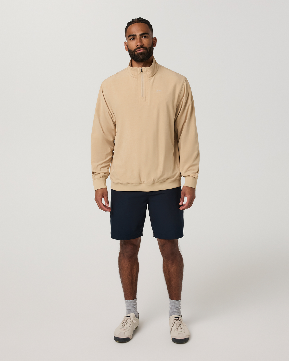 Venture Quarter Zip | Khaki Linen Texture