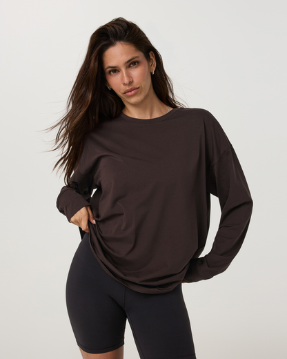 Long Sleeve Feather Tee | French Roast