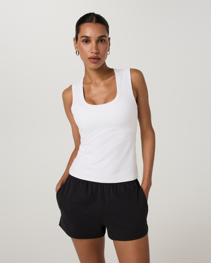Halo Essential Scoop Tank Long | White Tonal