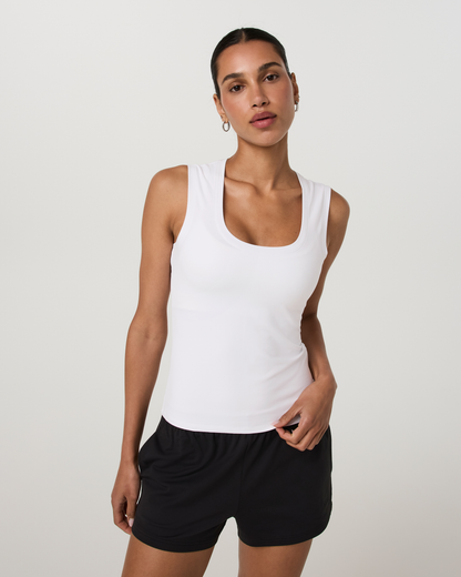Halo Essential Scoop Tank Long | White Tonal