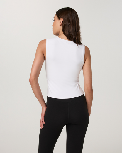 Halo Essential Scoop Tank | White Tonal
