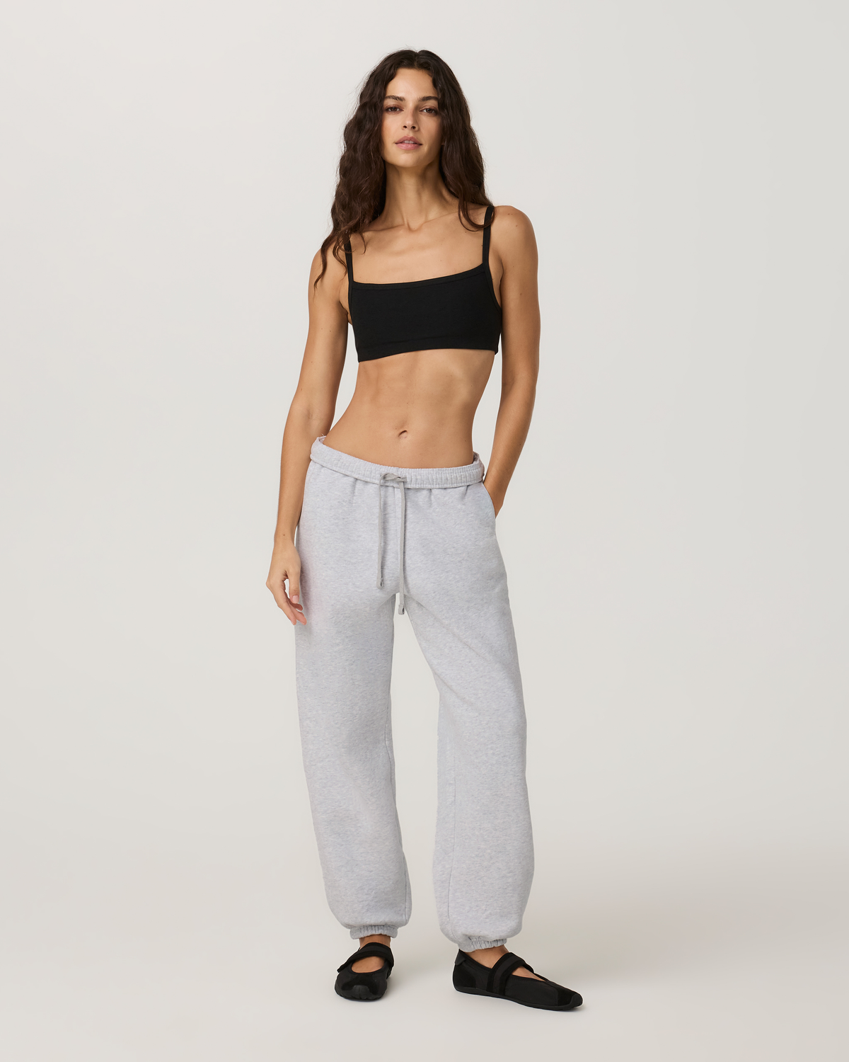 Elevation Square Neck Bra | Black Heather