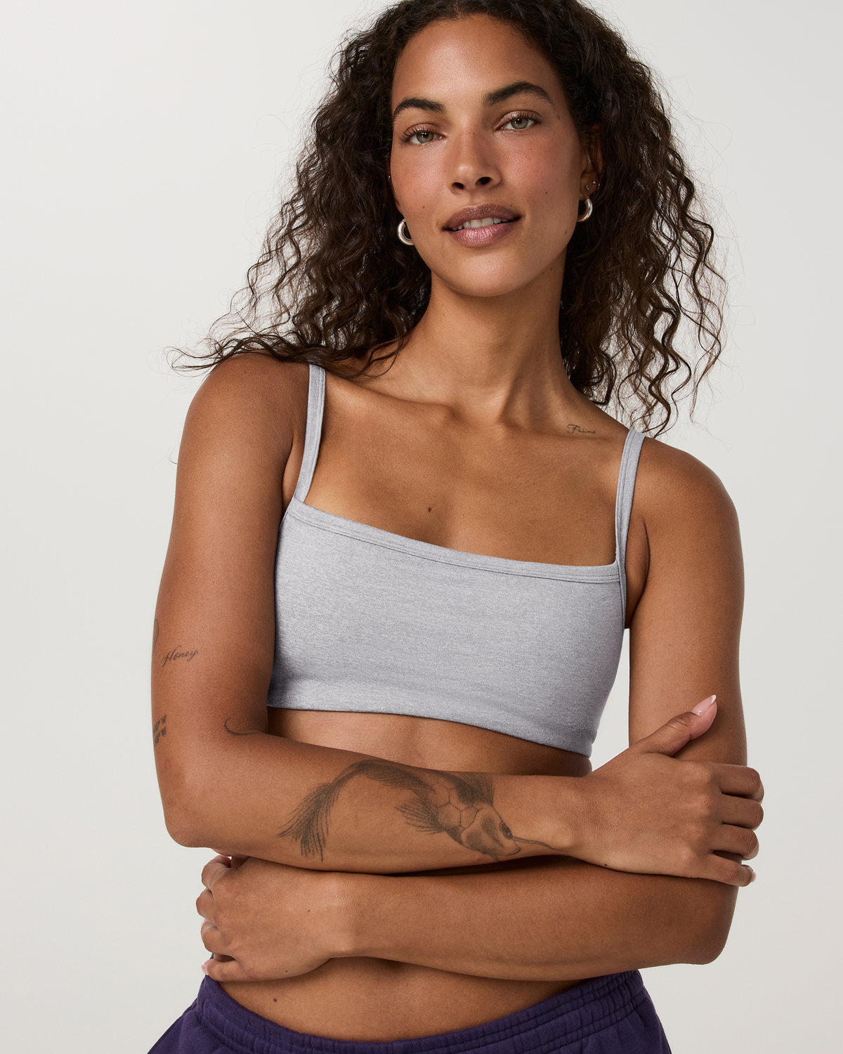 Elevation Square Neck Bra | Light Heather Grey