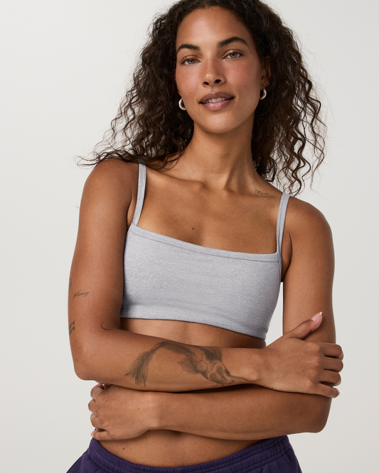 Elevation Square Neck Bra | Light Heather Grey