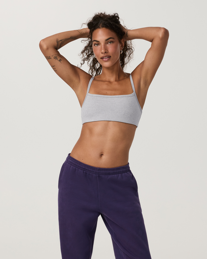 Elevation Square Neck Bra | Light Heather Grey