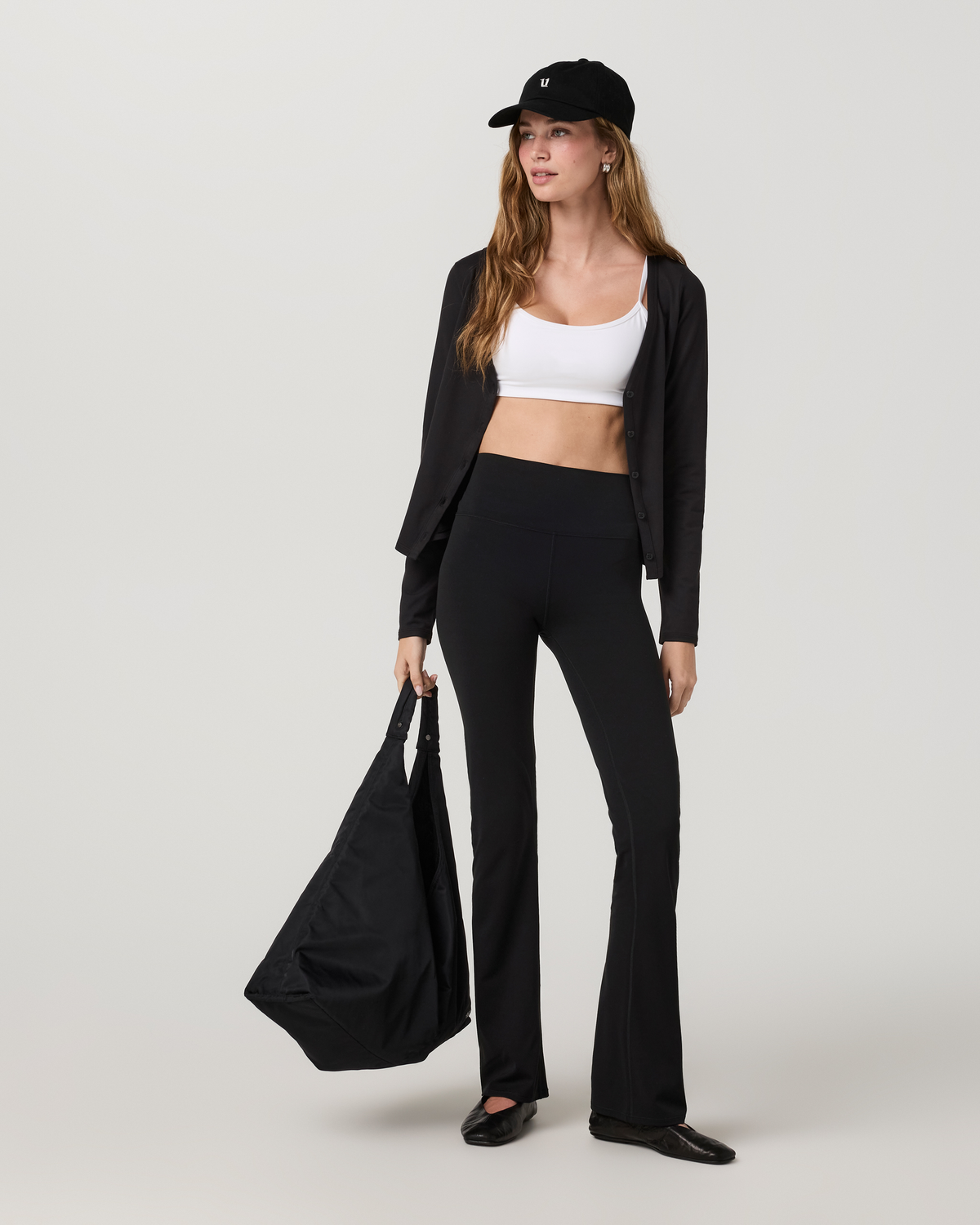 Long Sleeve Halo V-Neck Cardigan | Solid Black
