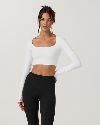 Vuori AllTheFeels™ Long Sleeve Scoop Top | White