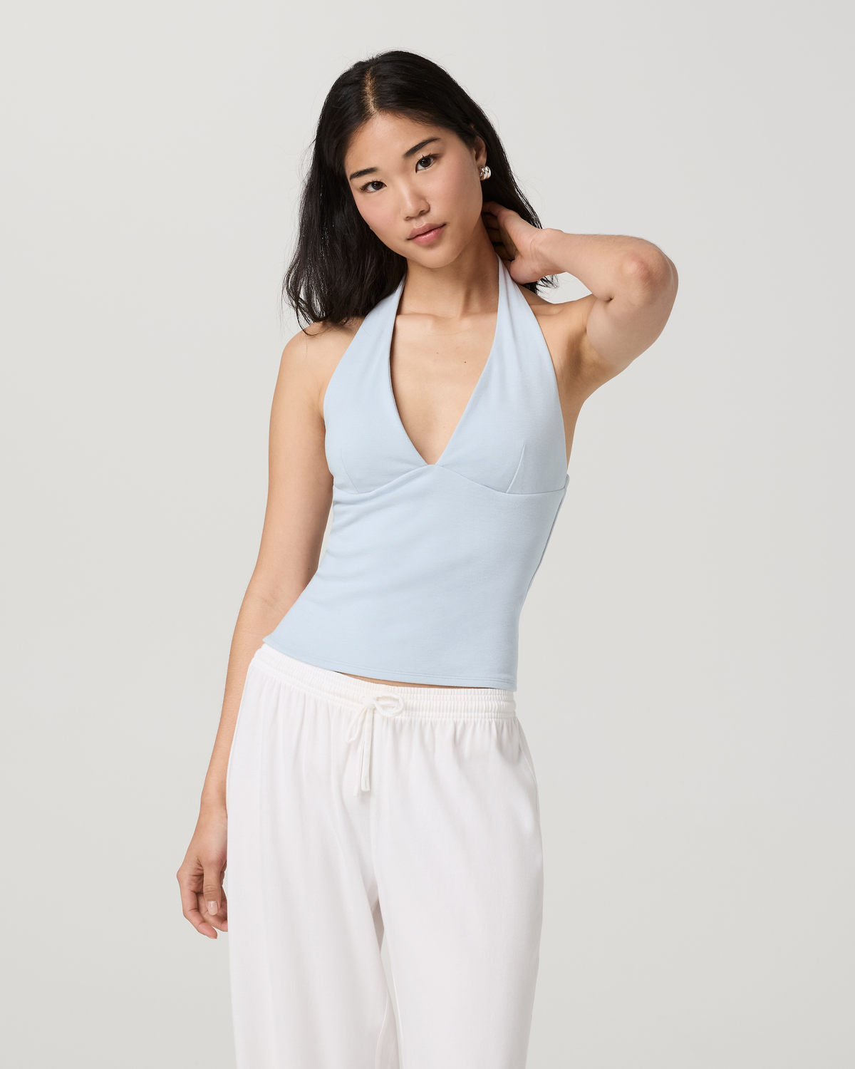 Everyday Cotton Stretch Plunge Halter | Atmosphere