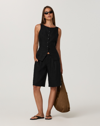 Trestles Twill Button Down Tank | Black