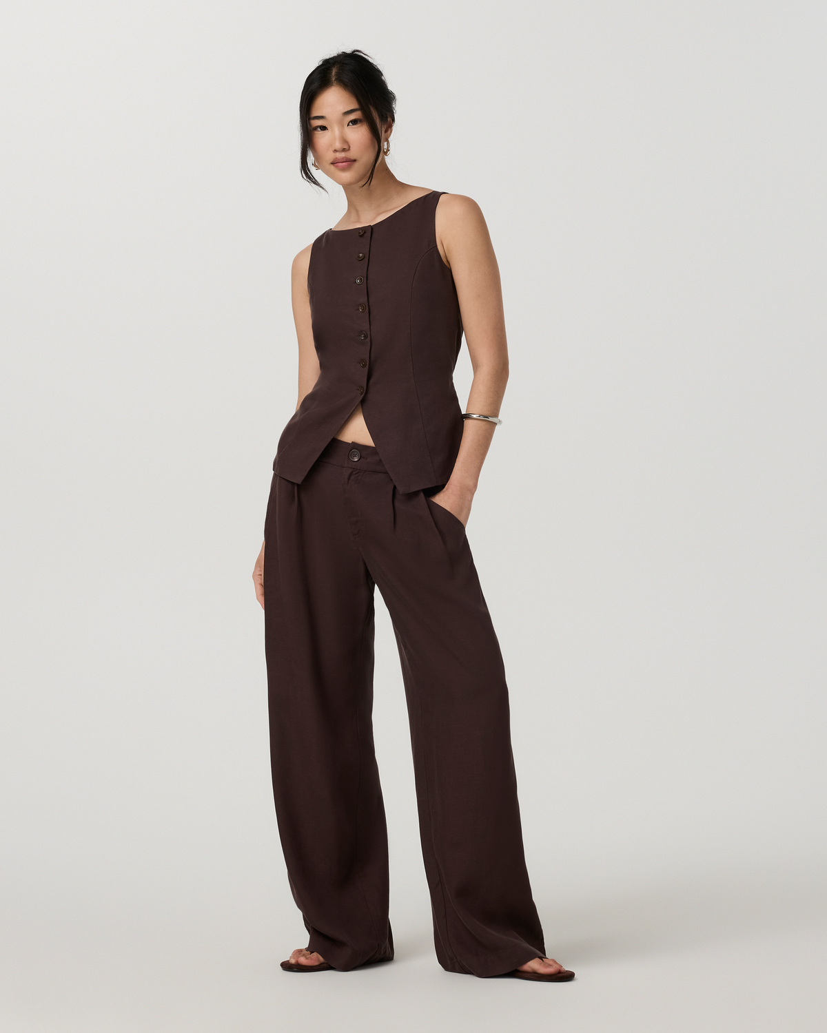 Trestles Twill Button Down Tank | French Roast