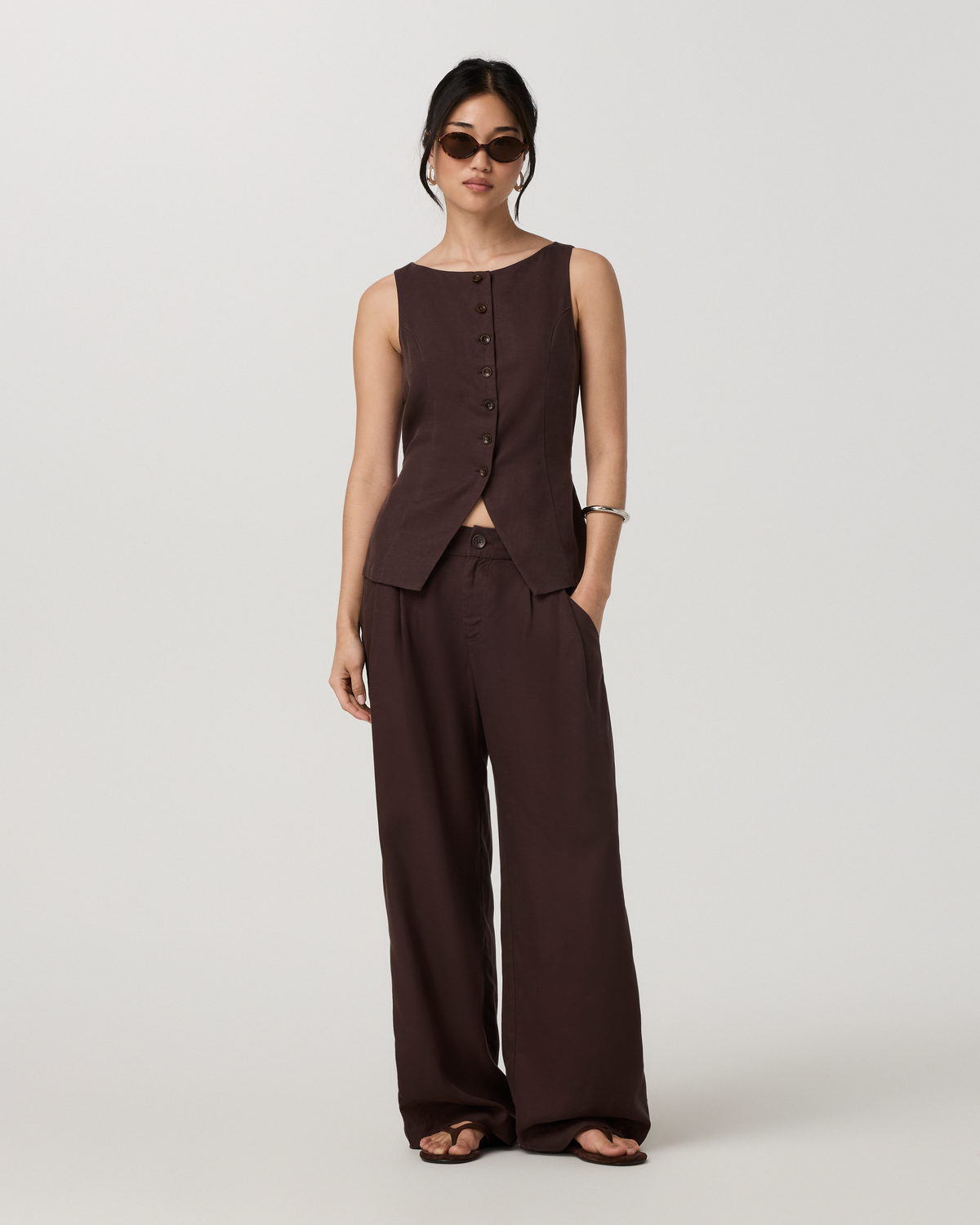 Trestles Twill Button Down Tank | French Roast