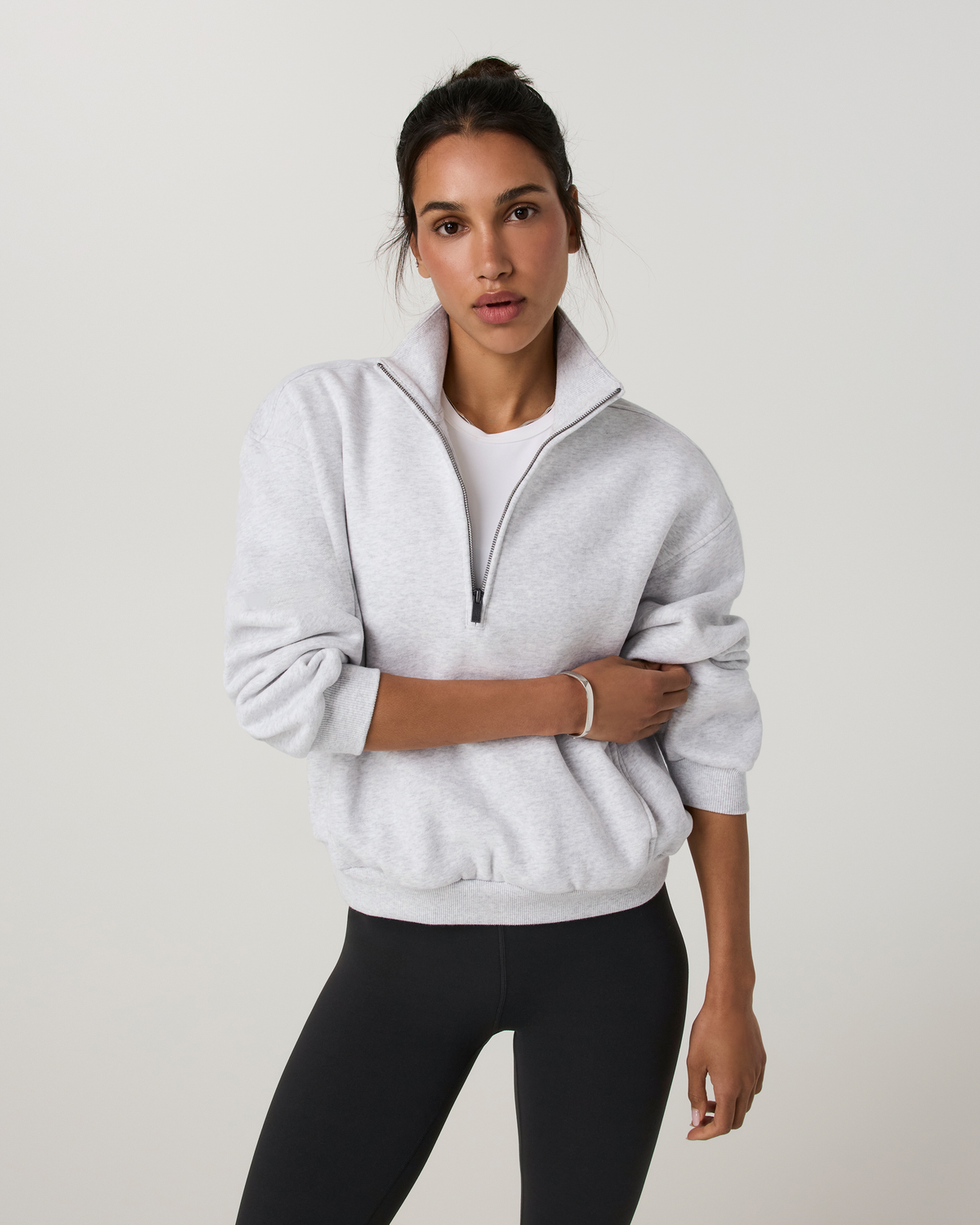 Restore Oversized Half Zip | Pale Grey Heather