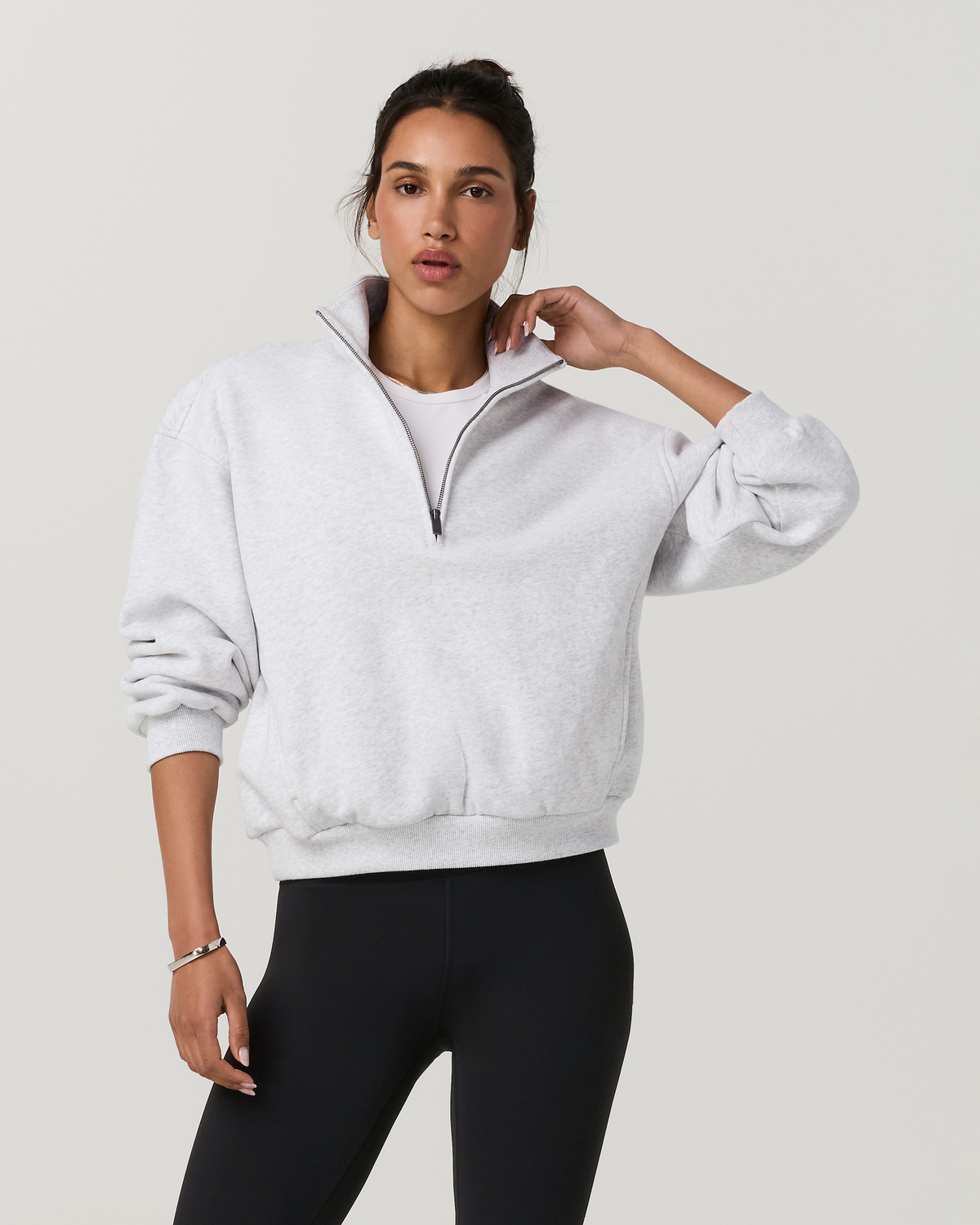 Restore Oversized Half Zip | Pale Grey Heather