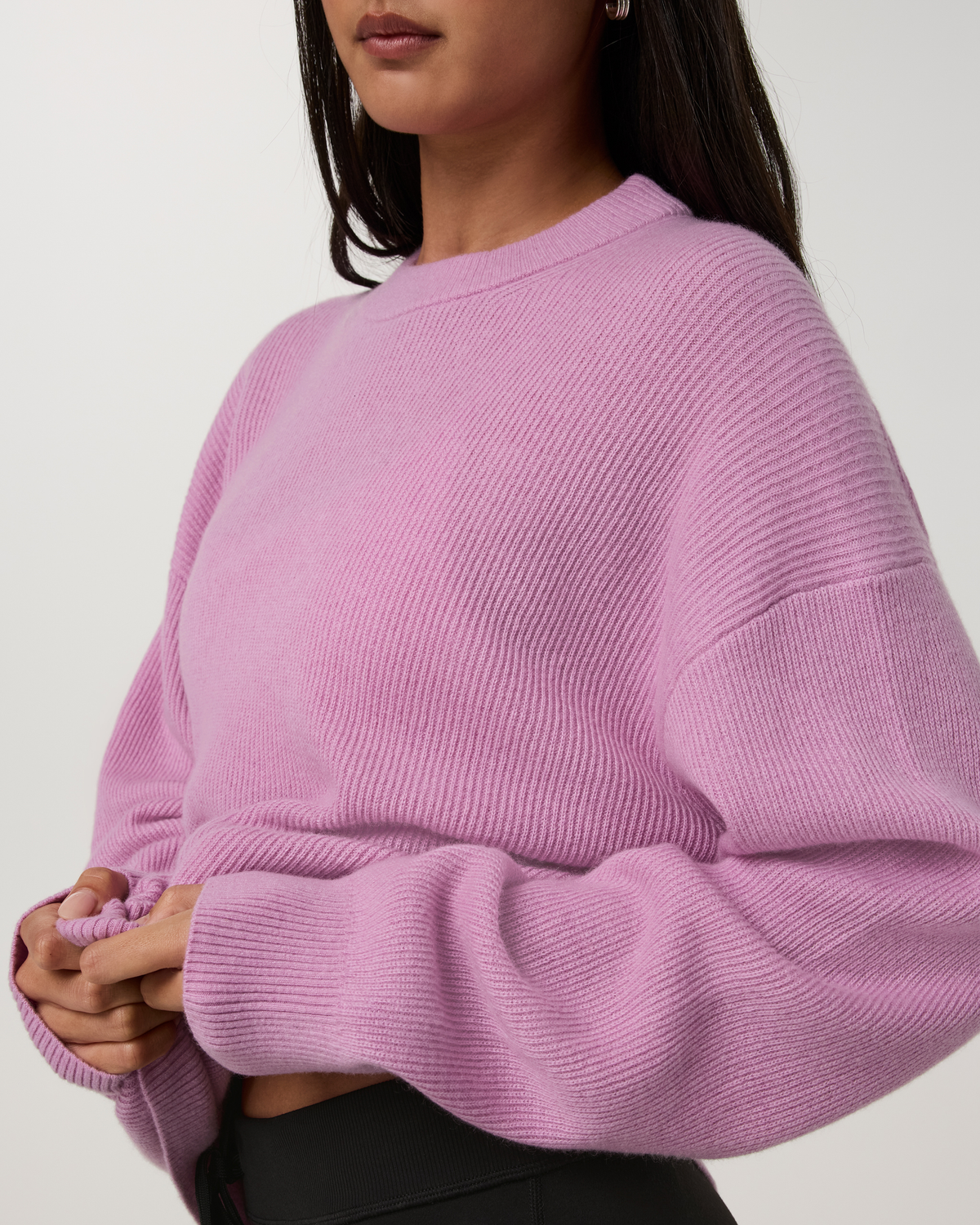 Émilie Cashmere Oversized Rib Crew | Light Bloom