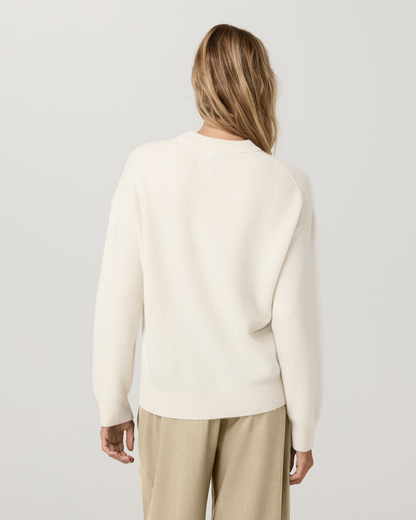 Émilie Cashmere Oversized Rib Crew | Porcelain
