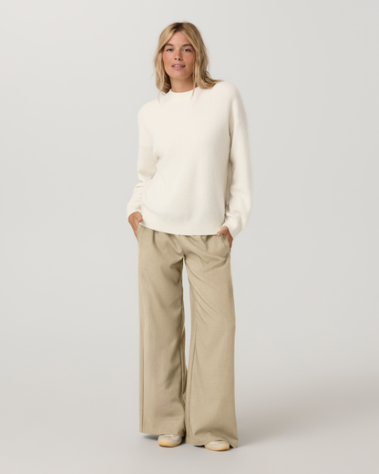 Émilie Cashmere Oversized Rib Crew | Porcelain