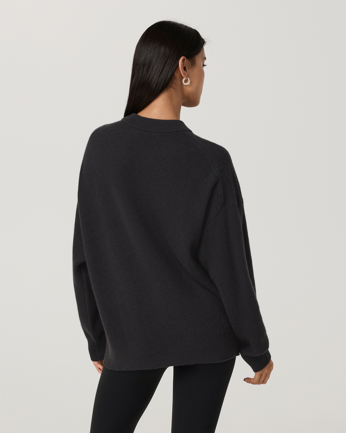 Émilie Cashmere Oversized Rib Crew | Vintage Black