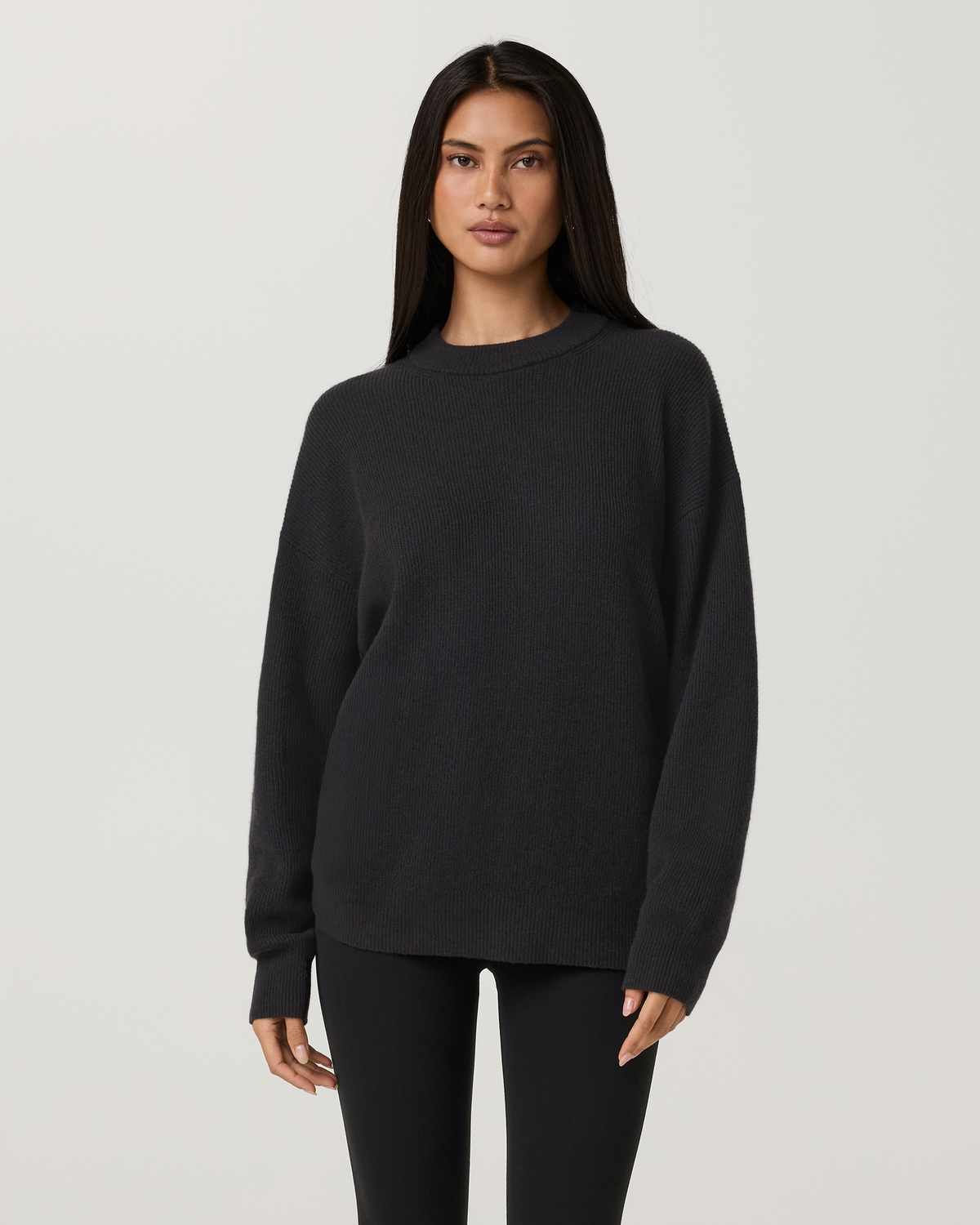 Émilie Cashmere Oversized Rib Crew | Vintage Black