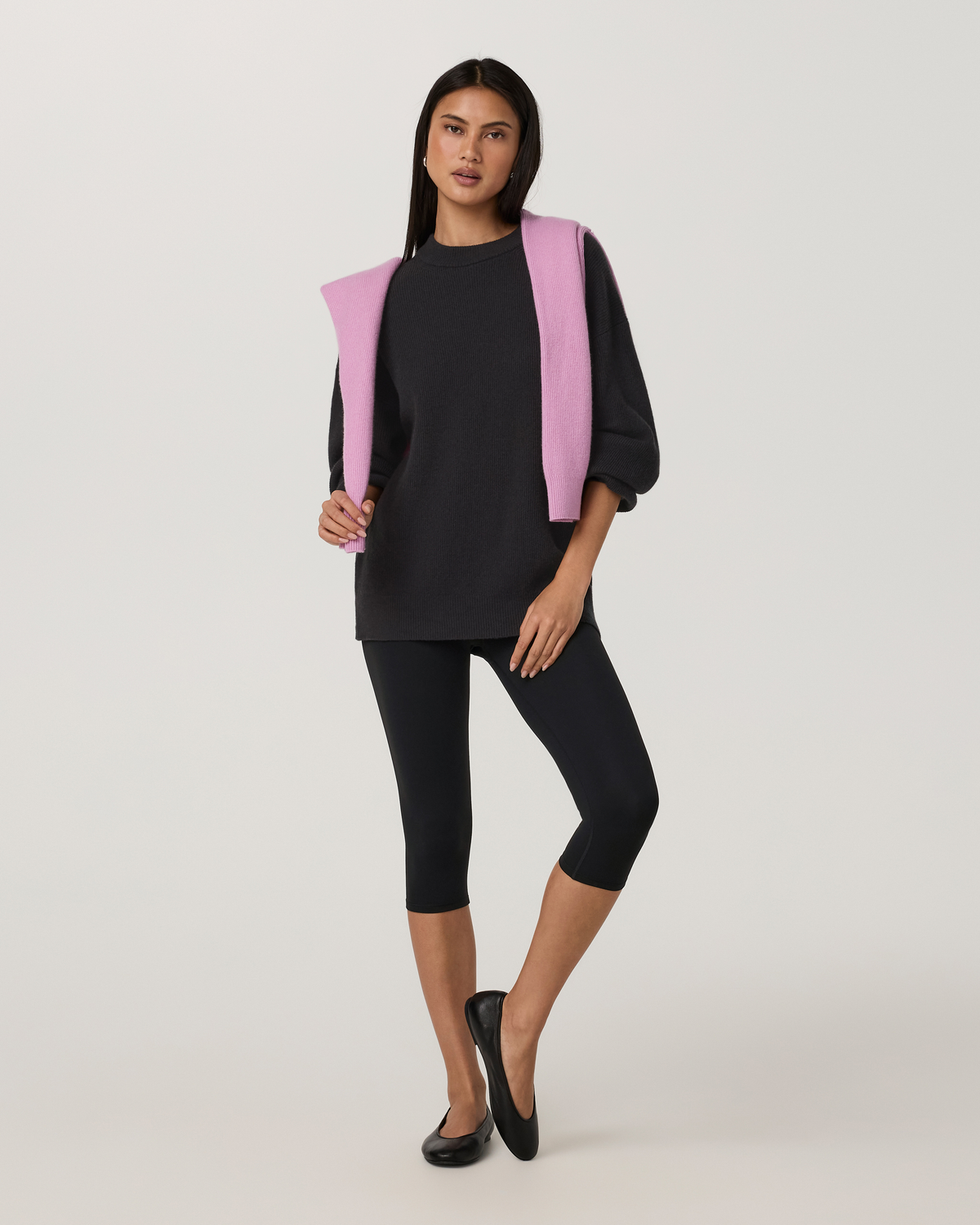 Émilie Cashmere Oversized Rib Crew | Vintage Black